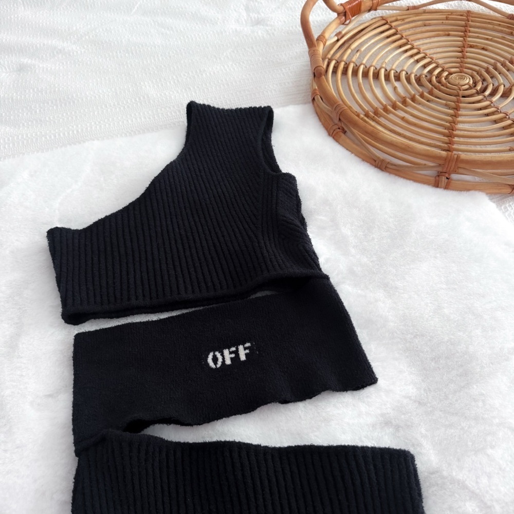 Off-White One Shoulder Boucle Micro Logo Cut-out Midi Dress In Black NEW - Picture 5 of 15